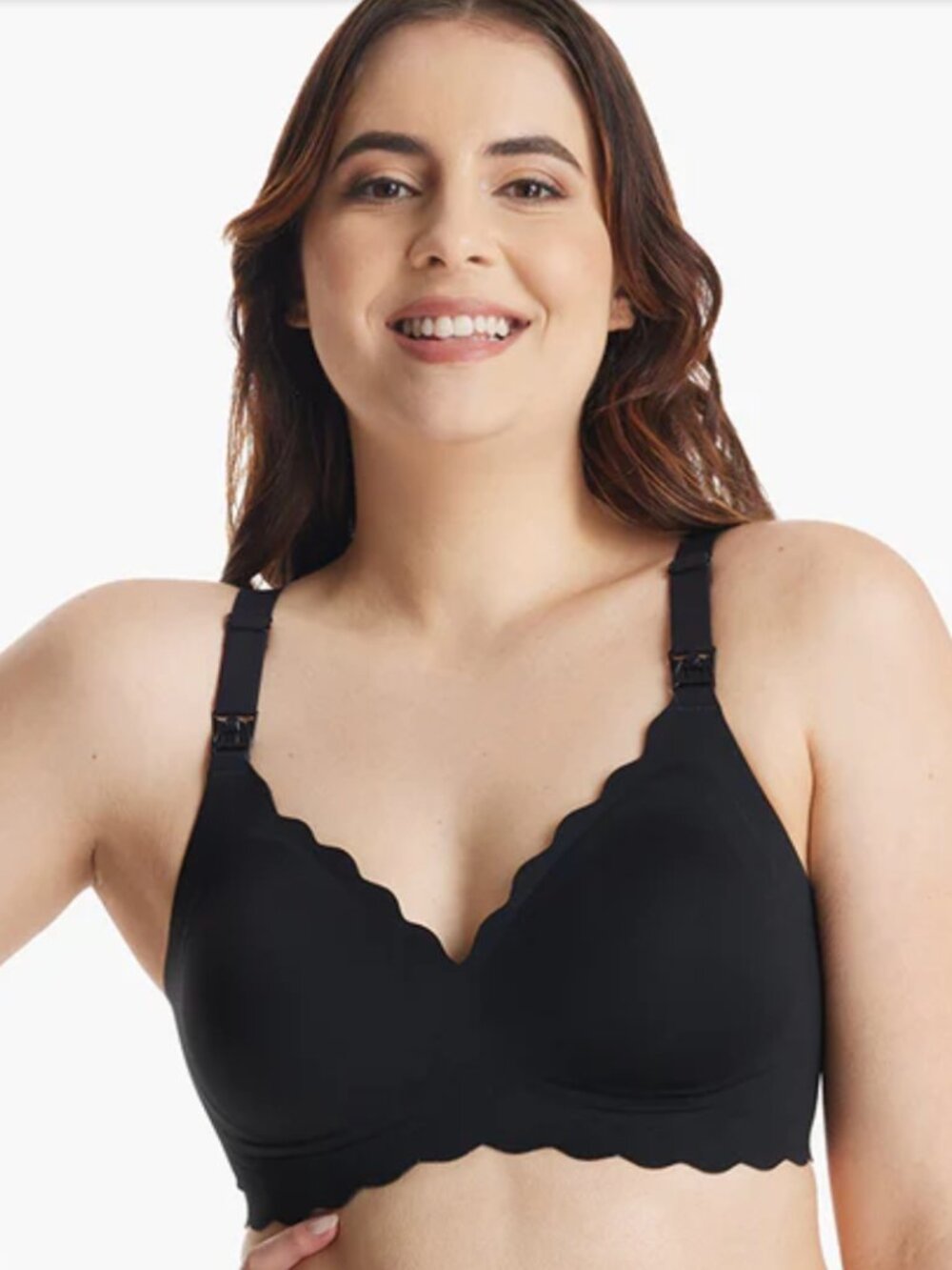 Momcozy Black Scalloped Jelly Strip Seamless Nursing Bra - Size 2XL